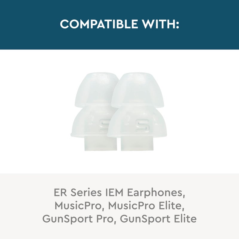 Etymotic Dual Flange Silicone Eartips, Clear - 6 Pack - Standard Fit - Image 4